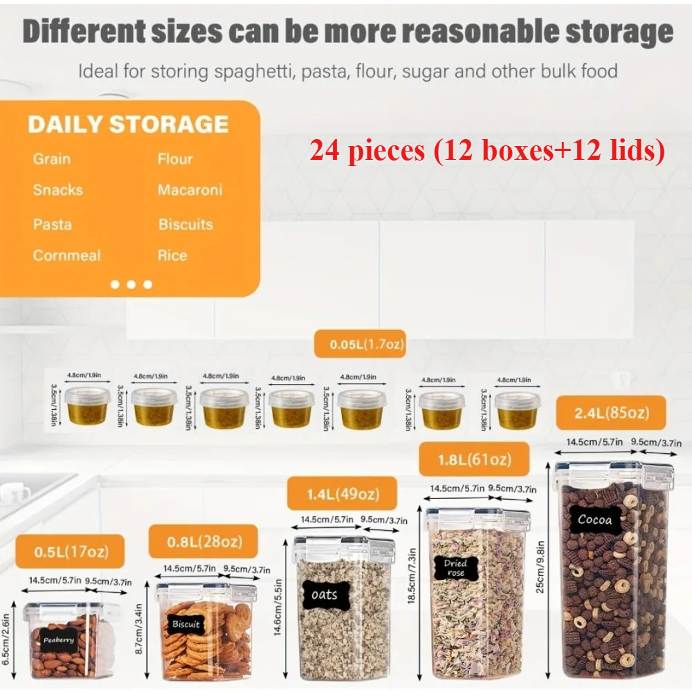 24Pcs Food Storage Containers  - Kitchen Home Gadgets recension och pris